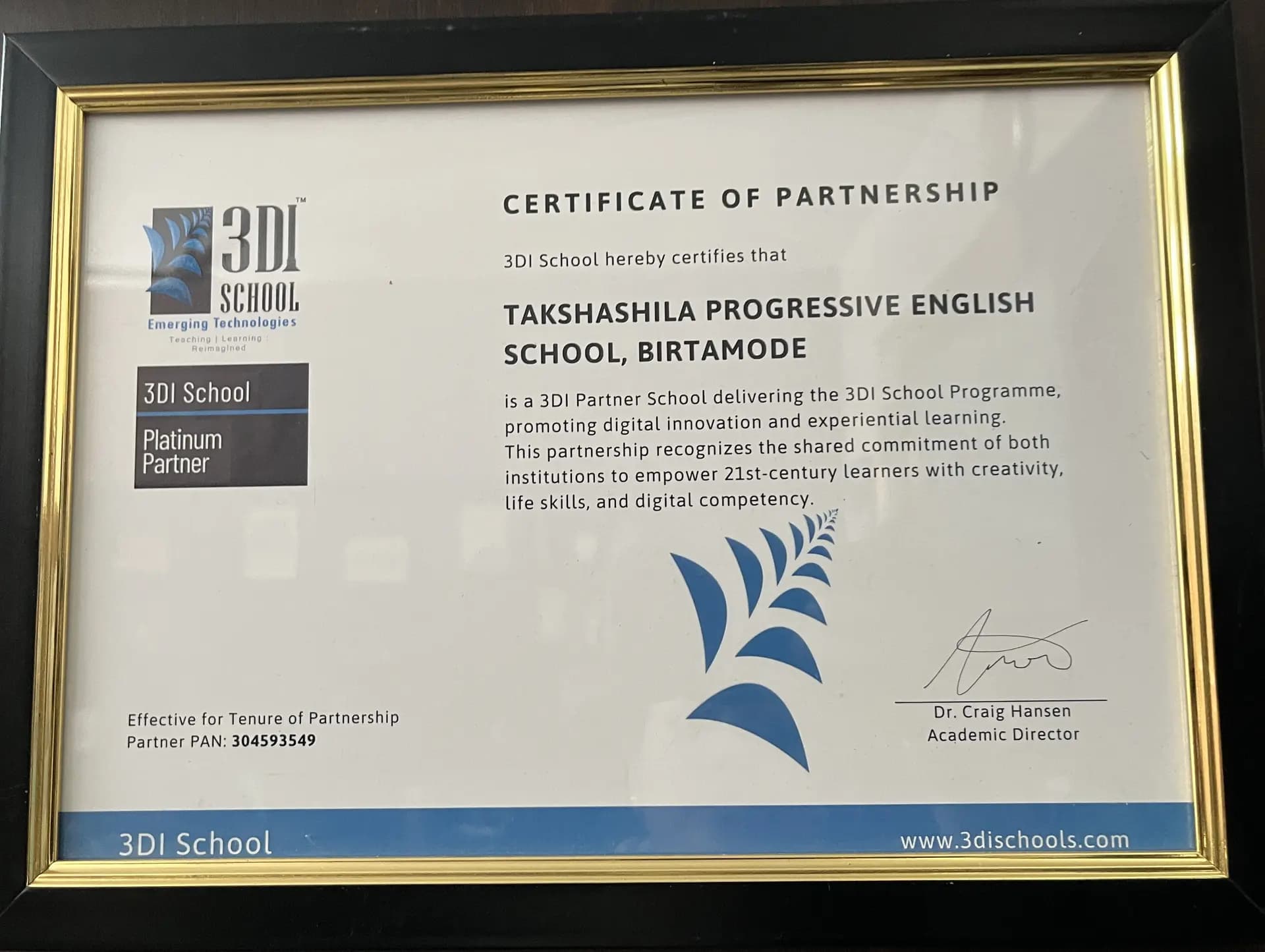 3DI Partner School Award